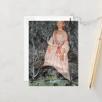 Vintage Woman in a Forest Collage Postcard