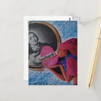 Pink Outburst Messy Mixed Media Collage Postcard