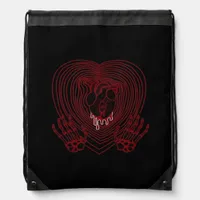 Crying Heart In Red Skeleton Hands Hearts Modern  Drawstring Bag