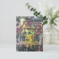 vintage face grunge mixed media collage postcard