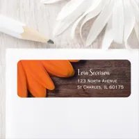 Rustic Orange Daisy and Barn Wood Return Address Label