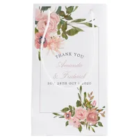 Watercolor floral Blush Pink Roses Wedding Small Gift Bag