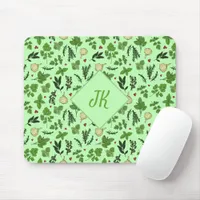 Mint Green Culinary Garden Herb Illustrations Mouse Pad