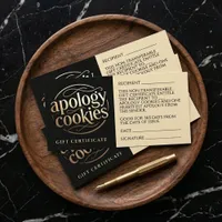 Funny Gold Brown Apology Cookies Gift Certificate