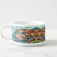 Coastal Charm Cinque Terre Italy Watercolor | Bowl