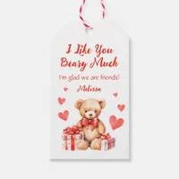 Cute Valentine Teddy wit Red Hearts Classroom  Gift Tags