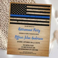 Budget Police Retirement Invitation Thin Blue Line