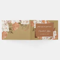 Rustic Terracotta Gold Boho Pampas Wedding  Guest Book