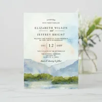 Rustic Watercolor Mountains Winter Wedding  Invitation