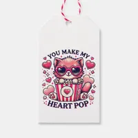 Cute Cat You Make My Heart Pop Classroom Photo Gift Tags