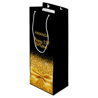 21st birthday black gold bow elegant name wine gift bag