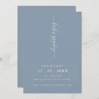 Simple Modern Minimalist Dusty Blue Save the Date Announcement