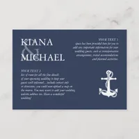 Blue Wave Anchor Wedding Details Wht/Navy ID836 Enclosure Card
