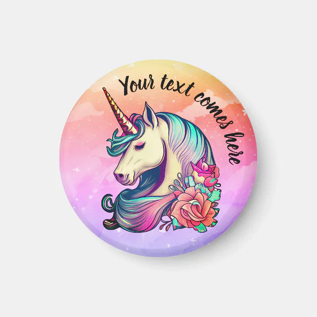 Cute Unicorn in Colorful Sky Magnet