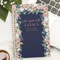 Just A Girl With Goals Floral Personalized Planner