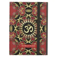 Sanskrit Om Gold + Red Baroque Custom Name iPad Air Cover