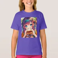 Cute Anime Girl eating a Peanut Butter and Jelly T-Shirt