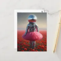 disco astronaut in a poppy field  postcard