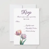 Romantic and Poetic Pastel Tulips Watercolor RSVP Card