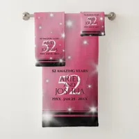 Elegant 52nd Star Ruby Wedding Anniversary Bath Towel Set