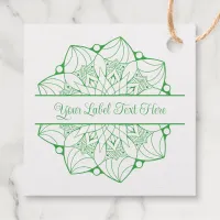 Custom Mandala Foil Label Tag - Green Accent