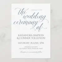 Elegant Dusty Blue Wedding Invitations-Calligraphy Invitation