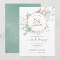 Pastel Blush Greenery Geometric Baby Shower Invitation