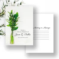 Greenery in Vase Share a Memory Funeral Keepsake Note Card