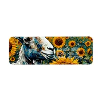 Adorable Goat in a Sunflower Field Label