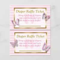 Pink & Gold Butterfly Baby Shower Diaper Raffle