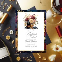 Burgundy, Gold and Navy Wine Bachelorette Weekend Invitation