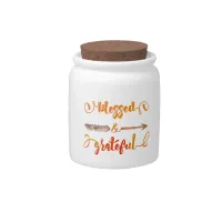 blessed and grateful thanksgiving candy jar