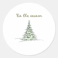 Tis The Season Christmas Tree Debbie Groovy Santa Classic Round Sticker