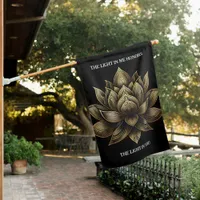 Elegant Golden Lotus Flower The Light in Me ... House Flag