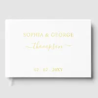 Elegant Modern White and Gold Wedding Foil Guest Book