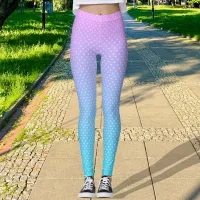 White Polka Dots and Pastel Magenta Turquoise Leggings