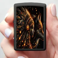 Golden Wolf and Native Guardian b Zippo Lighter