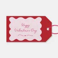 Happy Valentine's Day Modern Trendy Pink & Red  Gift Tags