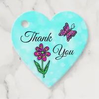 Personalized Thank you Flowers Teal Gift Favor Tags