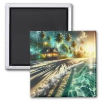 Beautiful Sunset Beach House Themed Magnet