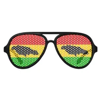 Jamaica Island and Rasta Flag Aviator Sunglasses