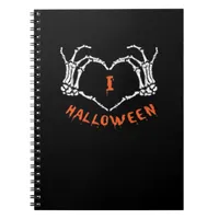 Slogan  Halloween. Heart Gesture Made Of Skeleton  Notebook