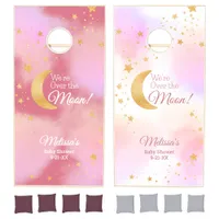 Over the Moon Themed Pink Girl Baby Shower Cornhole Set
