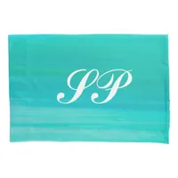 Aquamarine turquoise ocean water monogram pillowcase