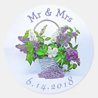 Personalized Wedding Stickers Purple Lilacs