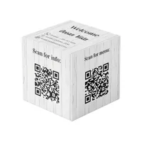 Welcome wood QR codes info hotel restaurant table Cube