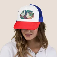 Elegant Doves Pink Floral & Gold Geometric Unisex Trucker Hat