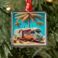 Retro RV and Palm Trees