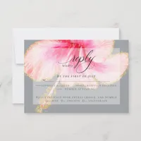 Wedding RSVP | Pink Watercolor Hibiscus Flower