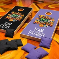 Colorful Day of the Dead Candy Skulls Marigolds Cornhole Set